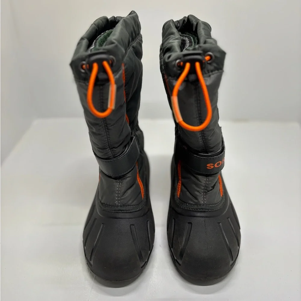 Sorel Kids Youth Size 3 Winter Snow Boots Gray Orange Waterproof Insulated